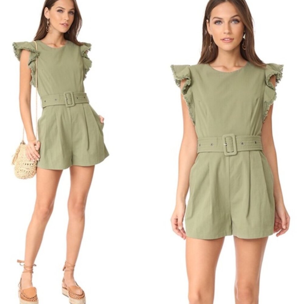 Anthropologie Moon River Green Ruffle Jumpsuit Romper